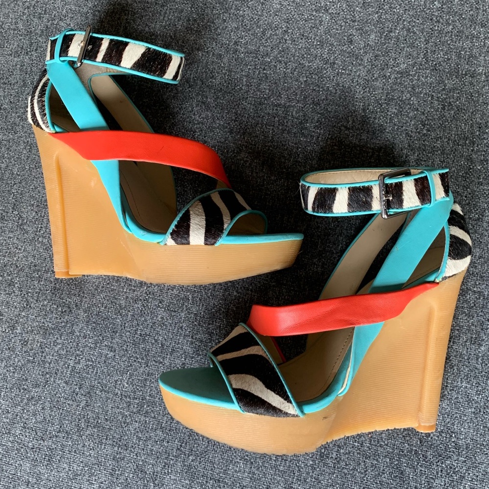 Super Unique Calvin Klein Zebra Color Block Wedges - image 3